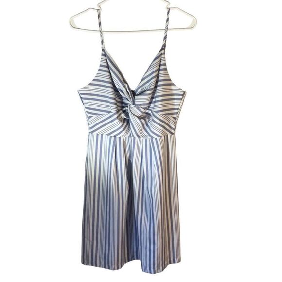 She + Sky Twist Front Mini Sundress, Large. Blue and White Striped. Summer!! - Picture 8 of 11